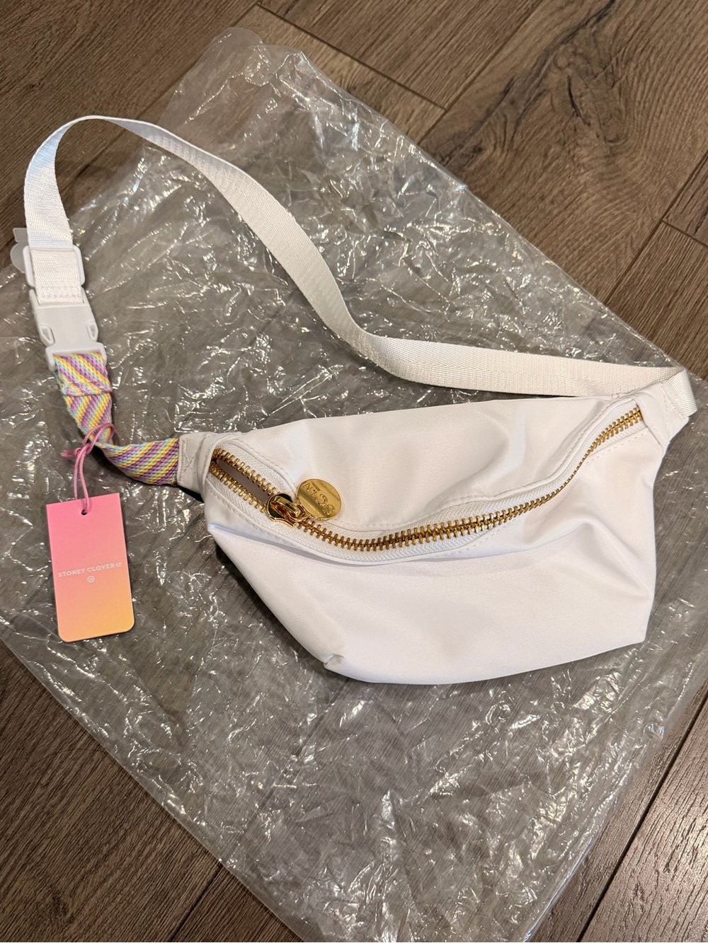 *Brand new* Stoney Clover x Target Collection White Fanny w/ gold hardware